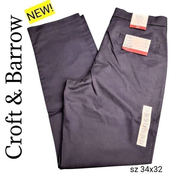 Croft & Barrow BRAND NEW Easy Care Flat Front Navy Blue Khaki Pants - Picture 1 of 9
